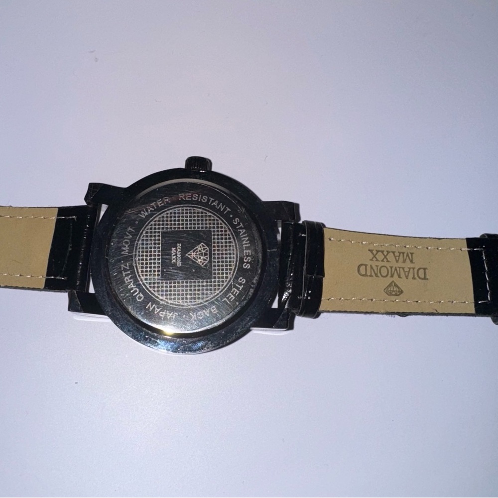 Real Diamond Black and Silver Watch for men, Gift for him, Genuine Diamond Watch - Picture 5 of 8